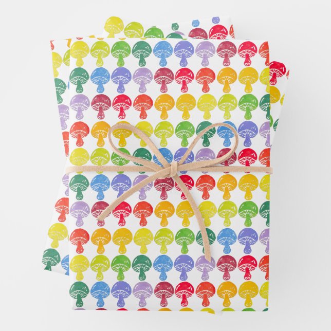 Rainbow Mushroom Wrapping Paper Sheets Geschenkpapier Set (Beispiel)