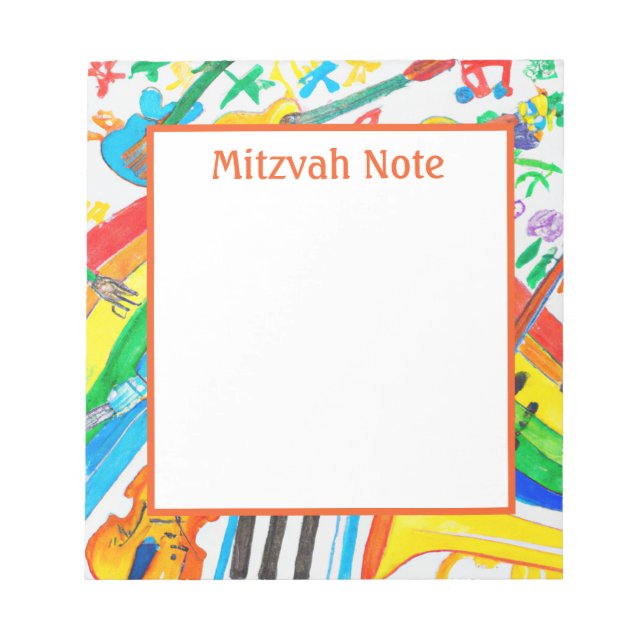 Rainbow Music Girls Boys Mitzvah Notes Notepad Notizblock (Vorderseite)