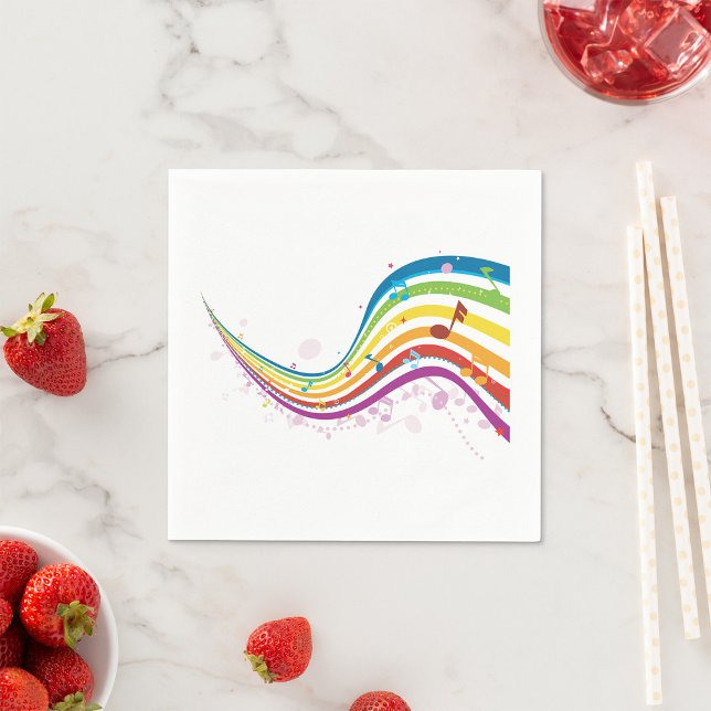 Rainbow Music Wave Paper Napkins Serviette (Von Creator hochgeladen)