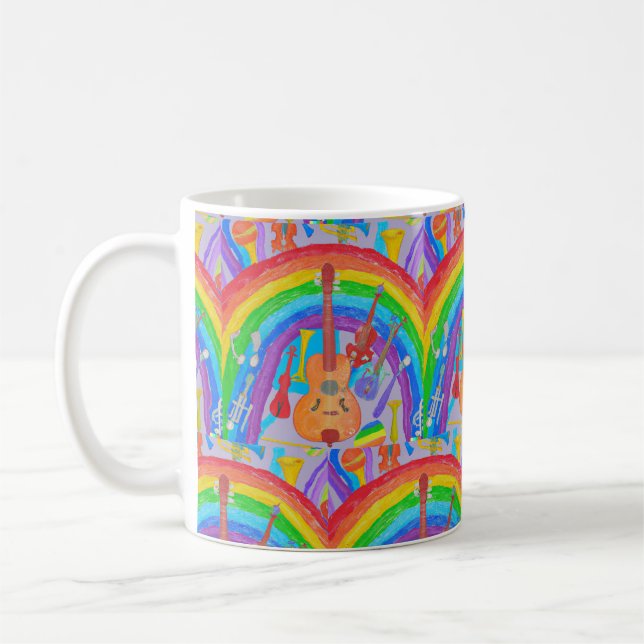 Rainbow Musical Instruments Band Teacher Musiker Kaffeetasse (Links)