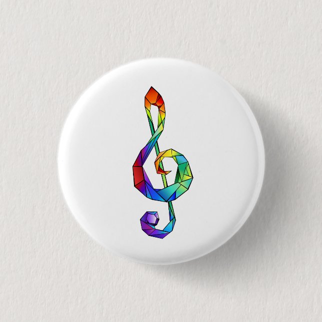Rainbow Musical Key Dreifach-Klammer Button (Vorderseite)