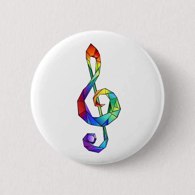 Rainbow Musical Key Dreifach-Klammer Button (Vorderseite)