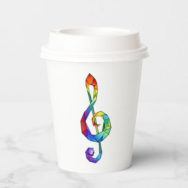Rainbow Musical Key Dreifach-Klammer Pappbecher (Rückseite)