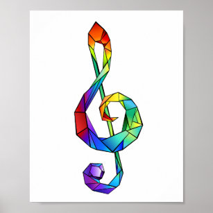 Rainbow Musical Key Dreifach-Klammer Poster