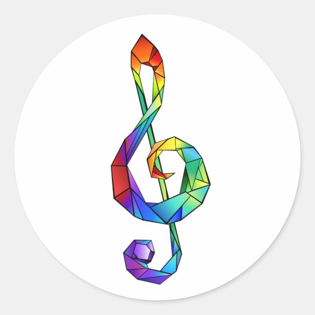 Rainbow Musical Key Dreifach-Klammer Runder Aufkleber (Vorderseite)