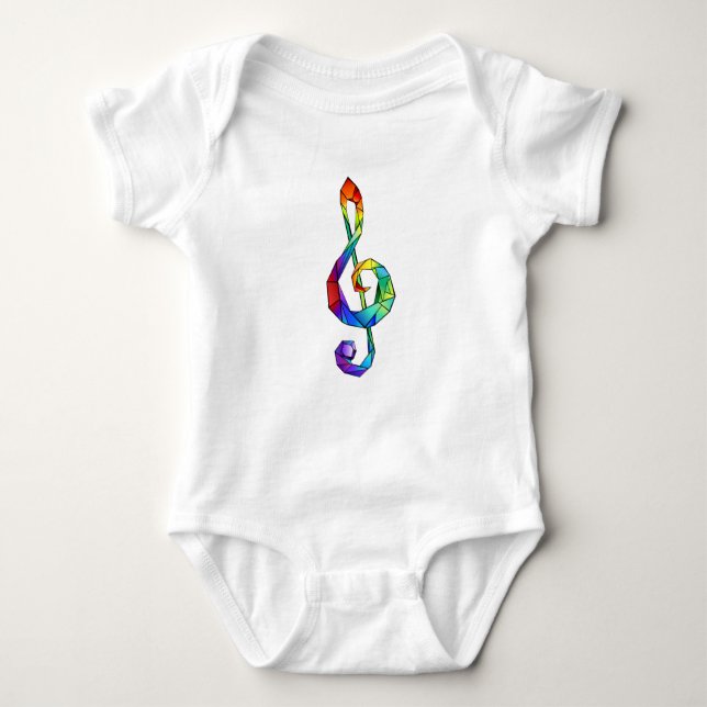Rainbow Musical Key Treble Baby Strampler (Vorderseite)