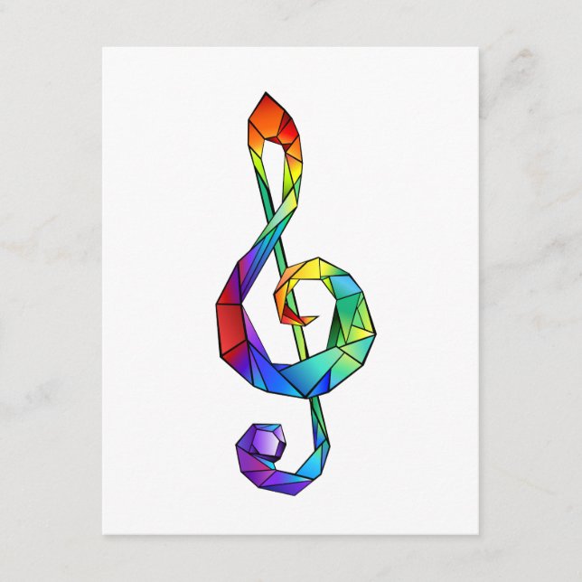 Rainbow Musical Key Treble Begleitkarte (Vorderseite)