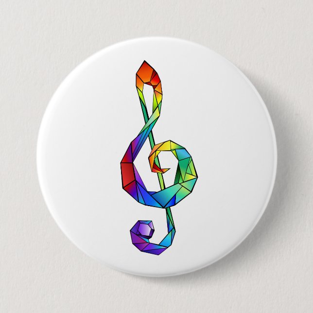 Rainbow Musical Key Treble Button (Vorderseite)