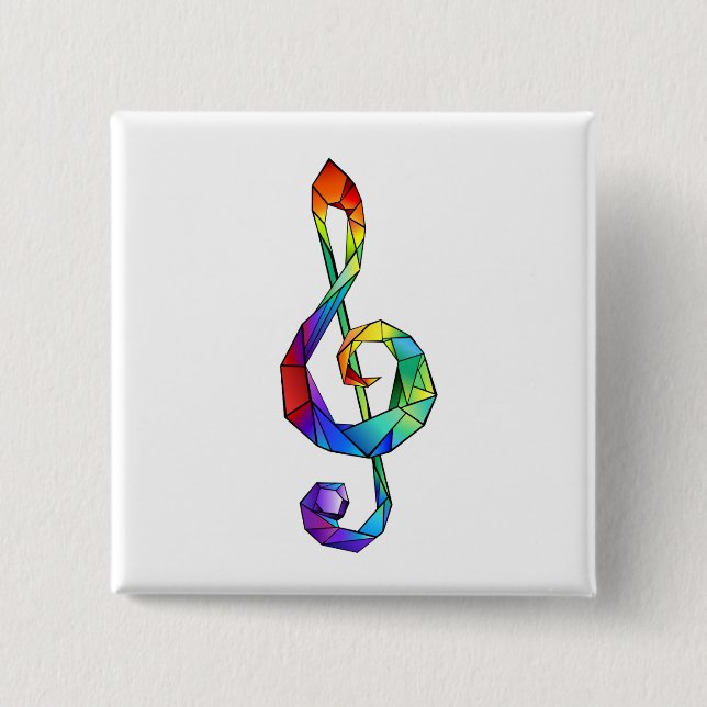 Rainbow Musical Key Treble Button (Vorderseite)