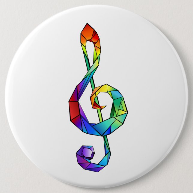 Rainbow Musical Key Treble Button (Vorderseite)