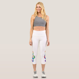 Rainbow Musical Key Treble Capri Leggings