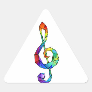 Rainbow Musical Key Treble Dreieckiger Aufkleber