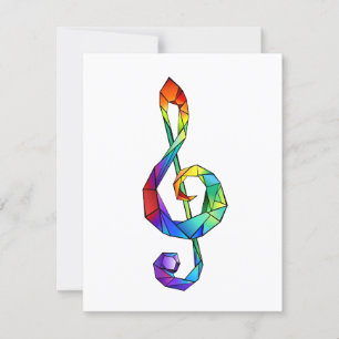 Rainbow Musical Key Treble Einladung
