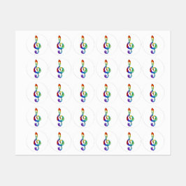 Rainbow Musical Key Treble Etiketten