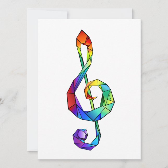 Rainbow Musical Key Treble Feiertagskarte (Vorderseite)