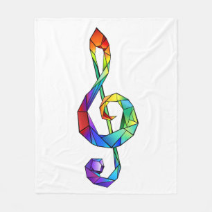 Rainbow Musical Key Treble Fleecedecke