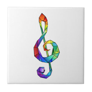 Rainbow Musical Key Treble Fliese