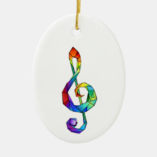 Rainbow Musical Key Treble Keramik Ornament