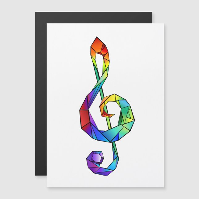 Rainbow Musical Key Treble Magneteinladung (Vorne/Hinten)