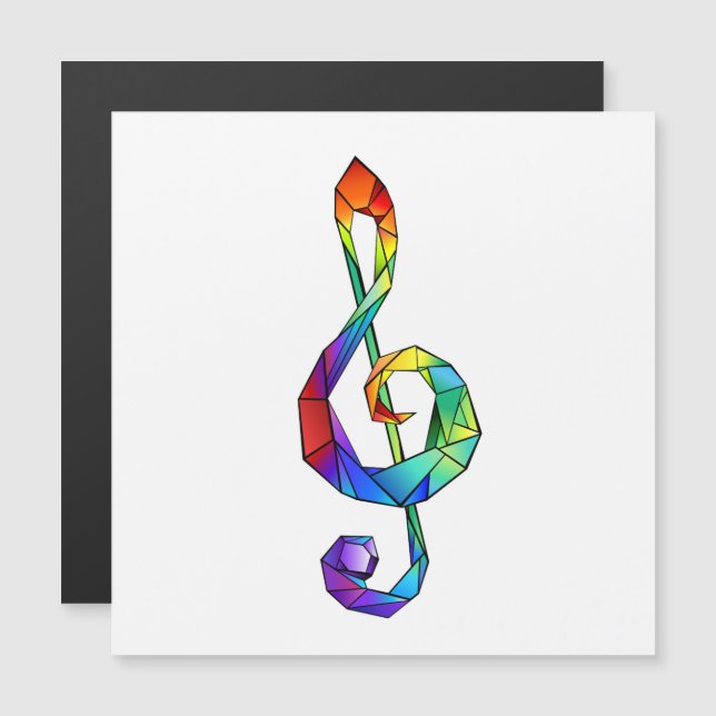 Rainbow Musical Key Treble Magneteinladung (Vorne/Hinten)