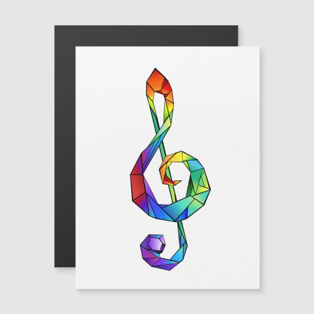 Rainbow Musical Key Treble Magneteinladung (Vorne/Hinten)