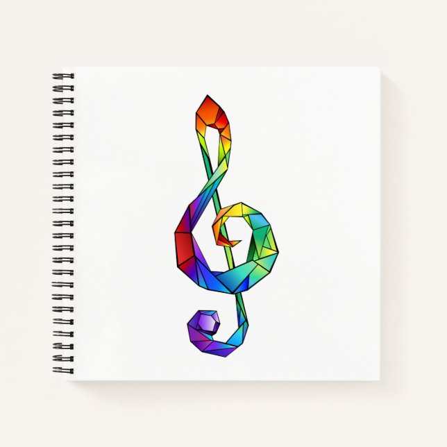 Rainbow Musical Key Treble Notizbuch (Vorderseite)