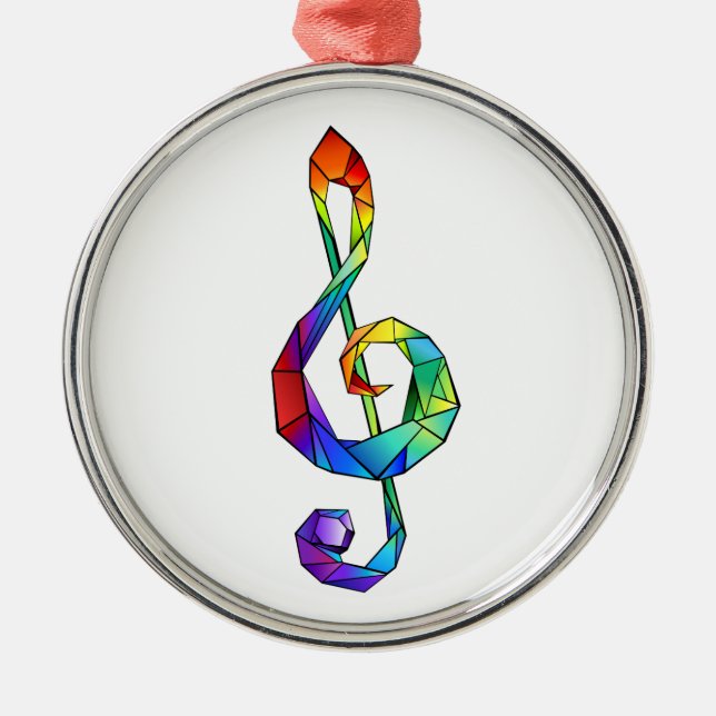 Rainbow Musical Key Treble Ornament Aus Metall (Vorne)