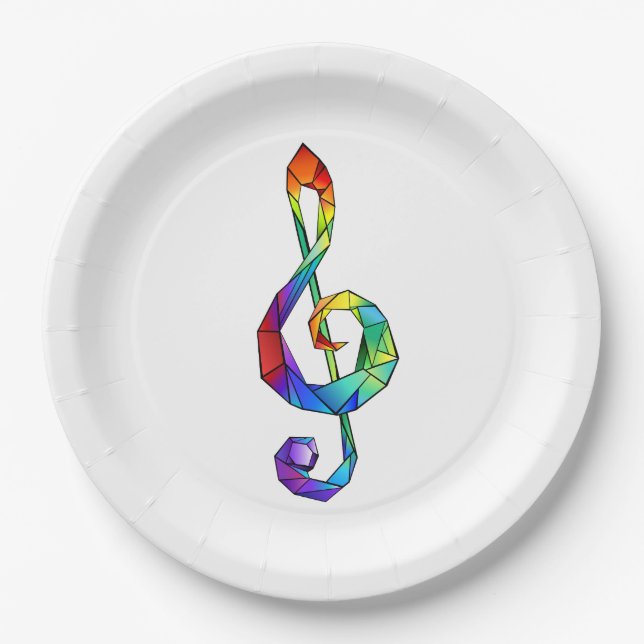 Rainbow Musical Key Treble Pappteller (Vorderseite)