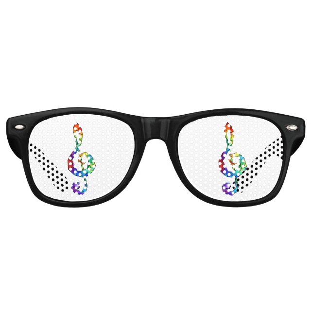 Rainbow Musical Key Treble Partybrille (Vorderseite)