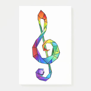 Rainbow Musical Key Treble Post-it Klebezettel