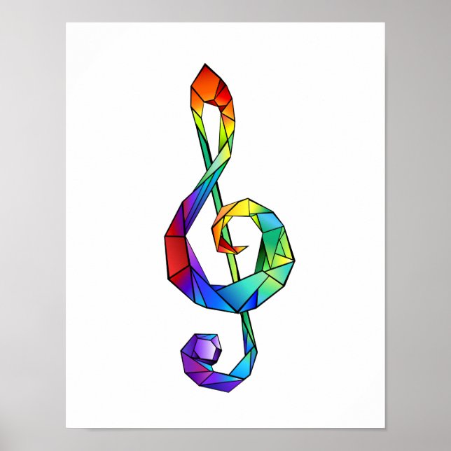 Rainbow Musical Key Treble Poster (Vorne)
