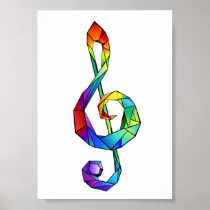 Rainbow Musical Key Treble Poster