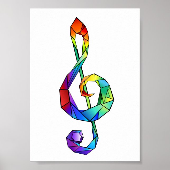 Rainbow Musical Key Treble Poster (Vorne)
