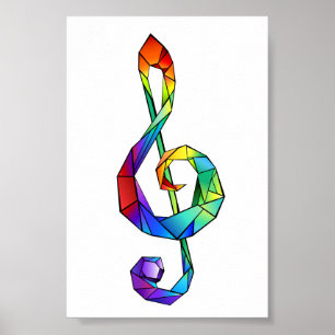 Rainbow Musical Key Treble Poster