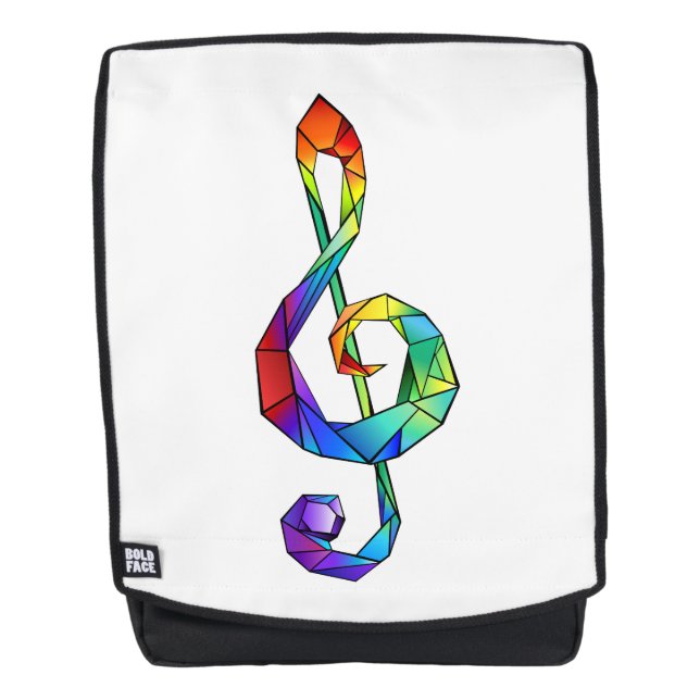 Rainbow Musical Key Treble Rucksack (Vorderseite)