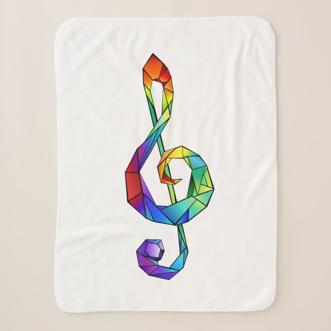 Rainbow Musical Key Treble Sherpadecke (Vorderseite)