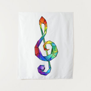 Rainbow Musical Key Treble Wandteppich