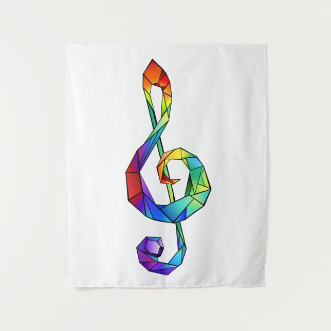 Rainbow Musical Key Treble Wandteppich (Vorderseite)