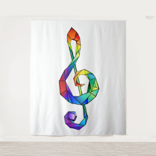 Rainbow Musical Key Treble Wandteppich