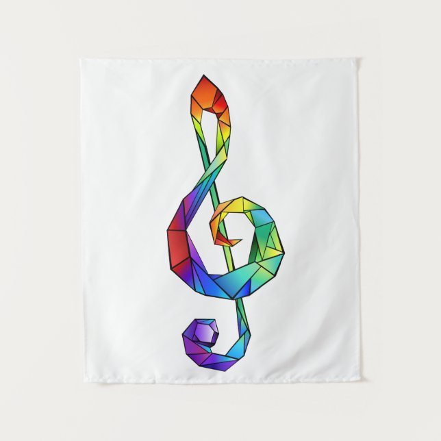Rainbow Musical Key Treble Wandteppich (Vorderseite)