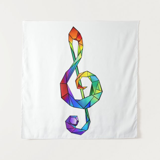 Rainbow Musical Key Treble Wandteppich (Vorderseite)