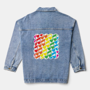 Rainbow Musical Notes Niedlich Pattern Jeansjacke