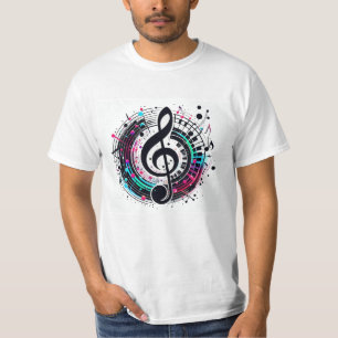 Rainbow Musiknote Futuristic Fun T - Shirt