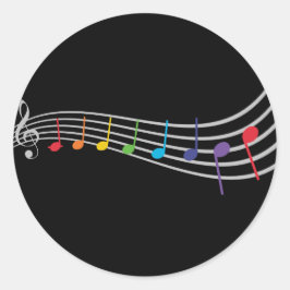Rainbow Musiknotens Treble Clef Eleganter Silber Runder Aufkleber