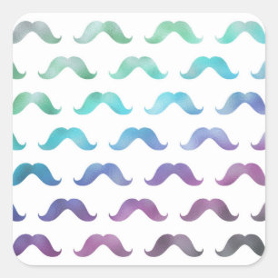 Rainbow Mustache Imitats Fossilische Mustafen Quadratischer Aufkleber