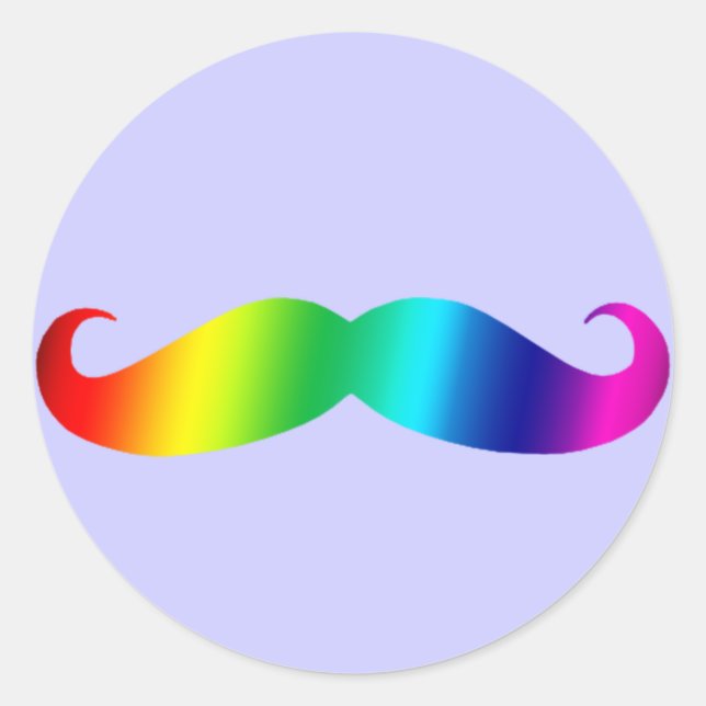 Rainbow Mustache T - Shirt Runder Aufkleber (Vorderseite)