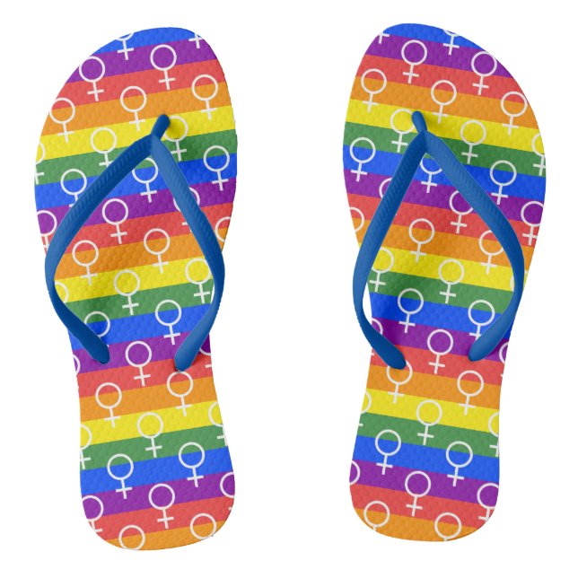 Rainbow-Muster Flip Flops (Fußbett)