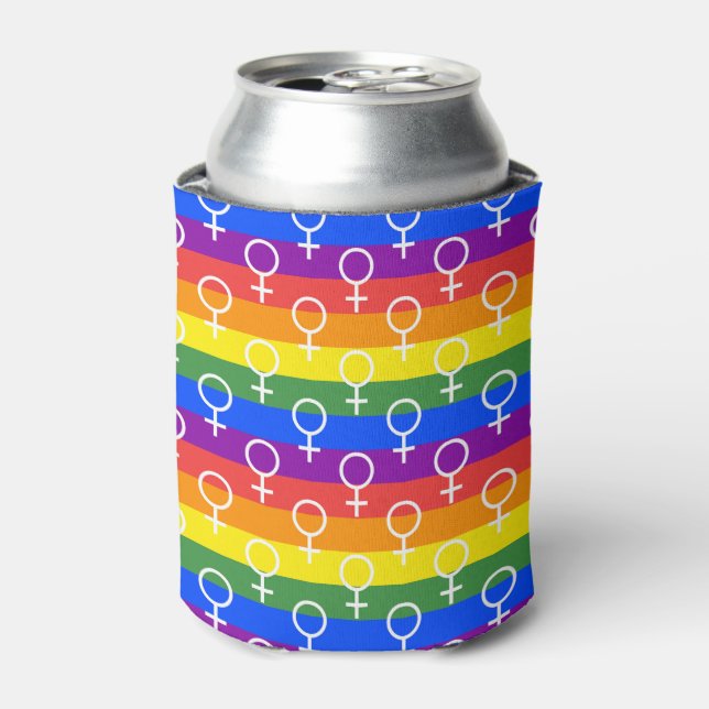 Rainbow-Muster für weibliche Symbole Dosenkühler (Kanne Vorderseite)