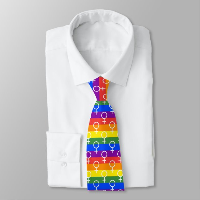 Rainbow-Muster für weibliche Symbole Krawatte (Gebunden)