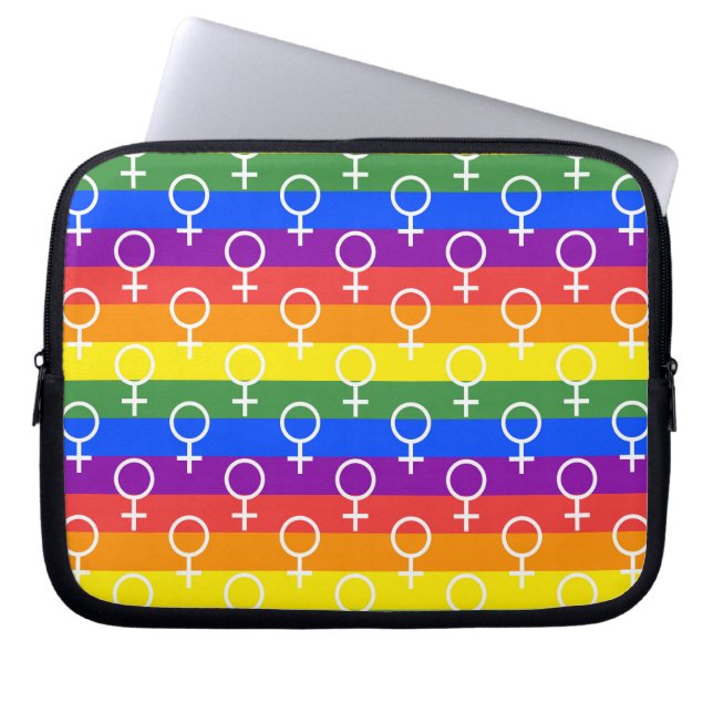 Rainbow-Muster für weibliche Symbole Laptopschutzhülle (Vorderseite)